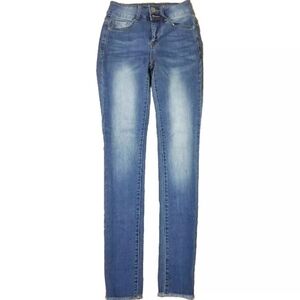S.O.N.G. PERFECT Juniors High Rise Skinny Ankle Raw Hem Faded Jeans Size 1